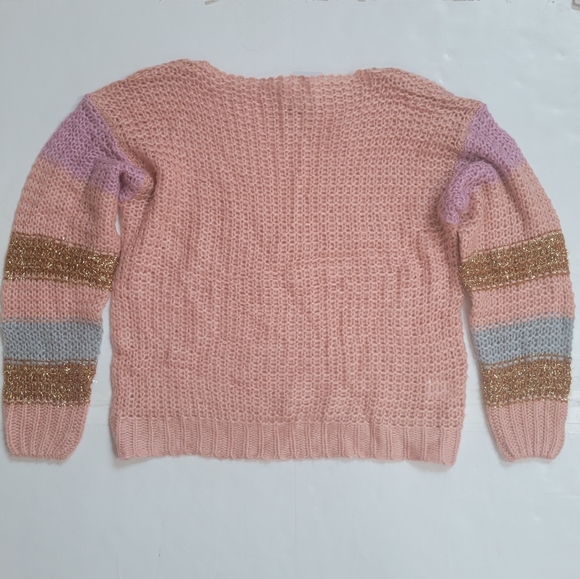 Anthro Pink and Metallic Slouchy Oversized Sweater - Picture 3 of 13